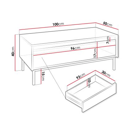 Stolik konferencyjny OZMI 40x100 cm czarny