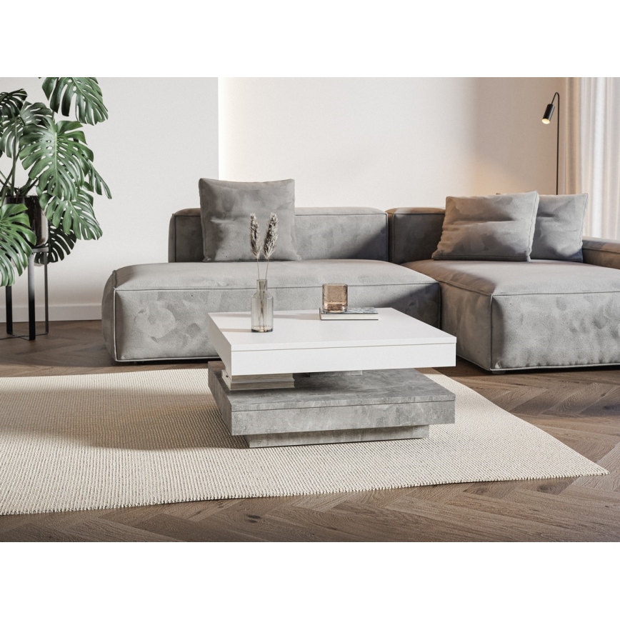 Stolik konferencyjny TIMO biały/szary beton