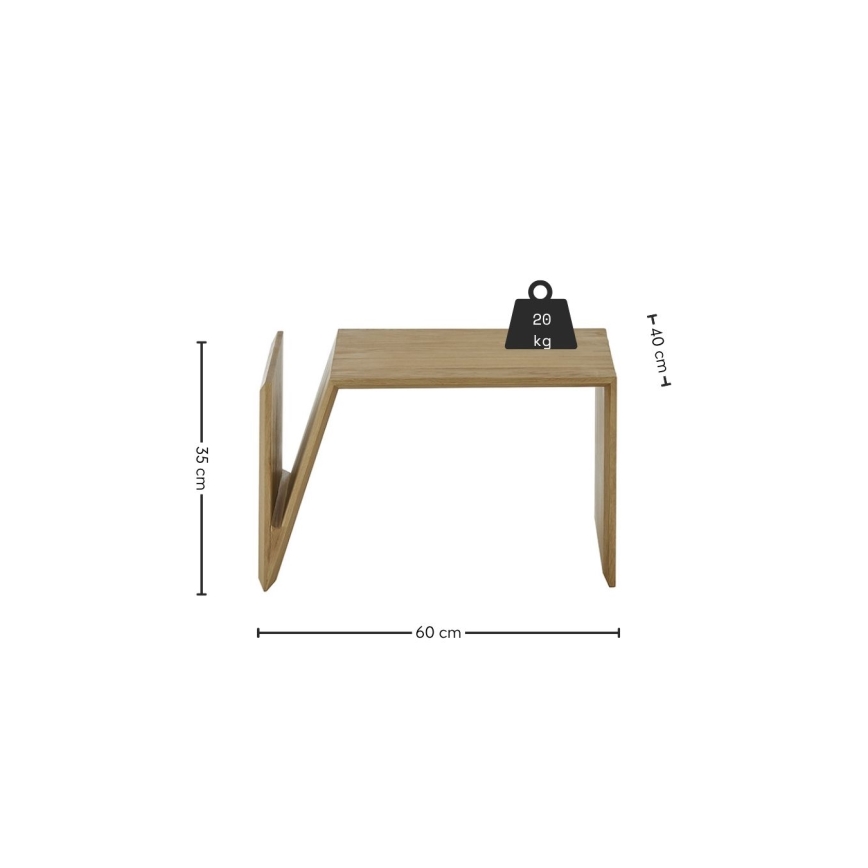 Stolik kawowy PRISM 60x40 cm z regulacją ustawienia (pionowo/poziomo), dąb