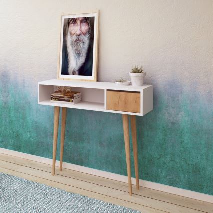 Stolik konsolowy KIOGI 94x100 cm biały/beżowy