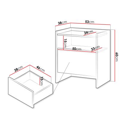 Stolik nocny JAPANDI 60x53 cm dąb Baltic Storm