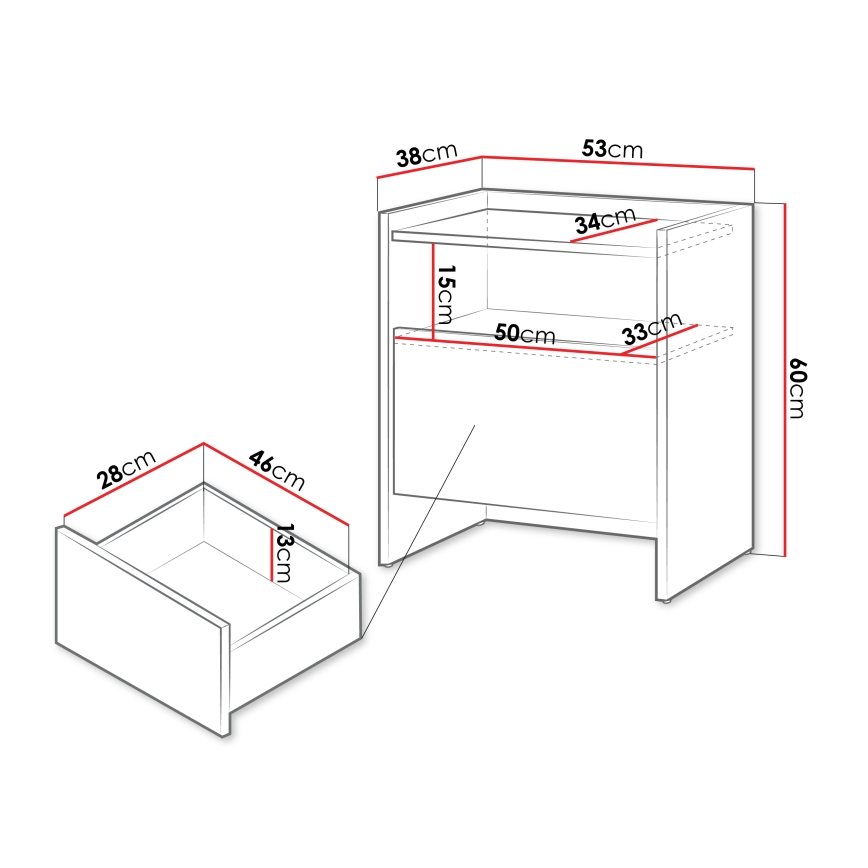 Stolik nocny JAPANDI 60x53 cm dąb Baltic Storm