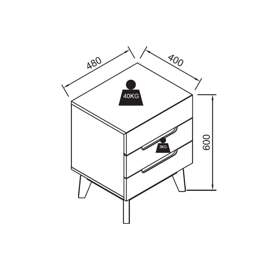 Stolik nocny SINIRA biały