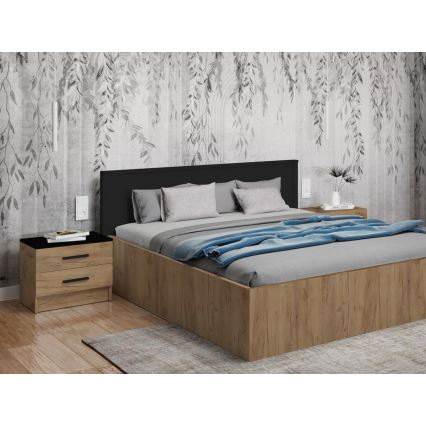 Stolik nocny TOD dąb craft/czarny