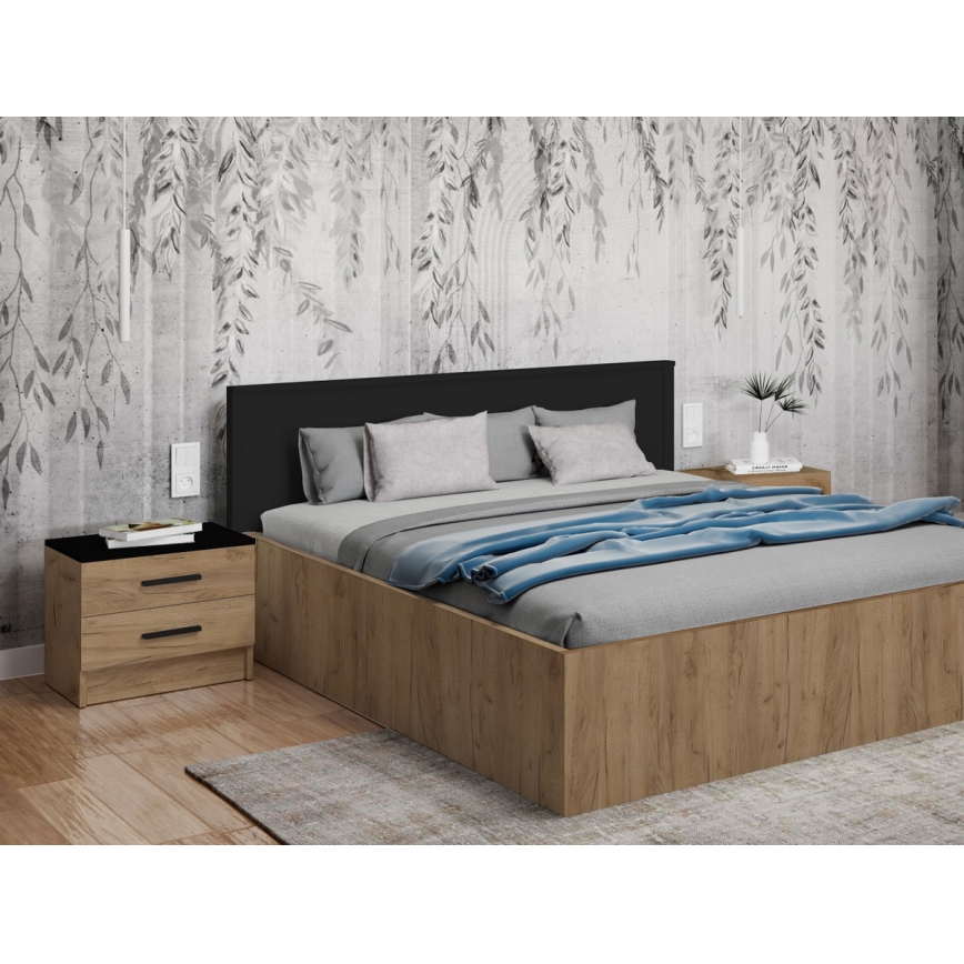 Stolik nocny TOD dąb craft/czarny