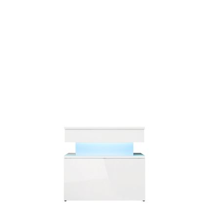 Stolik nocny z oświetleniem LED GLOSSA 55x51 cm biały/biały połysk