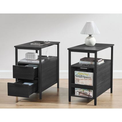 Stolik pomocniczy z wbudowanymi gniazdkami i portami USB ROD czarny