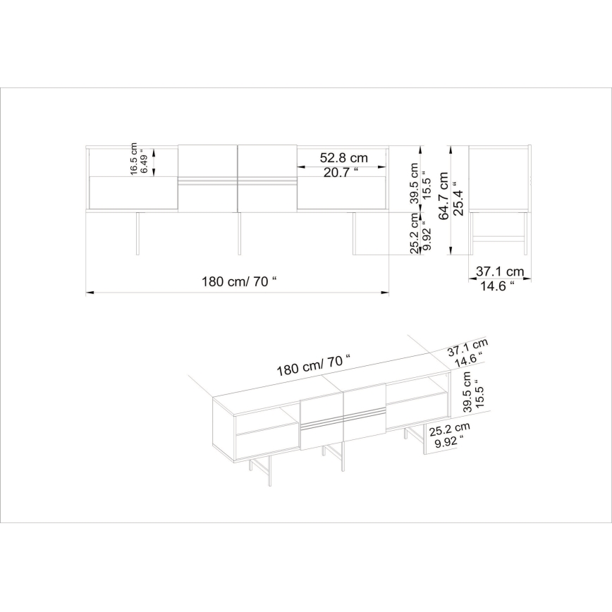Stolik RTV DERIN 65x180 cm czarny
