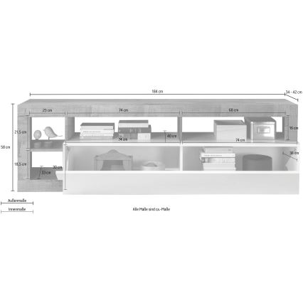 Stolik RTV LENOR biały/szary beton