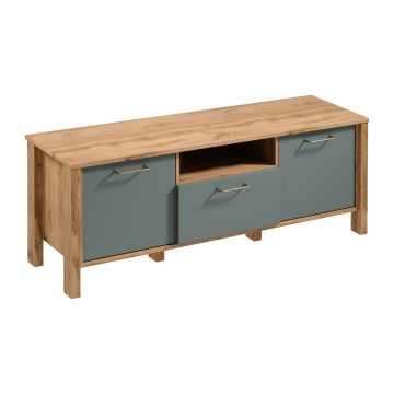 Stolik RTV MENTA 138x49 cm dąb wotan/zielony