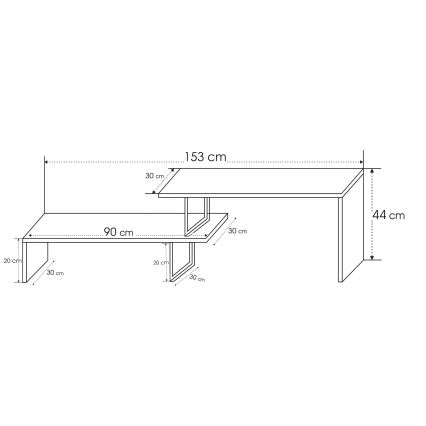 Stolik RTV OVIT 44x153 cm brązowy/czarny