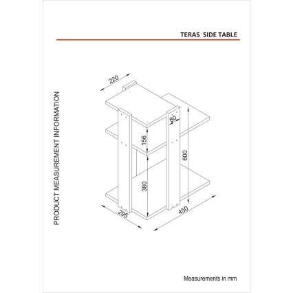 Stolik pomocniczy TERAS 60x45 cm biały