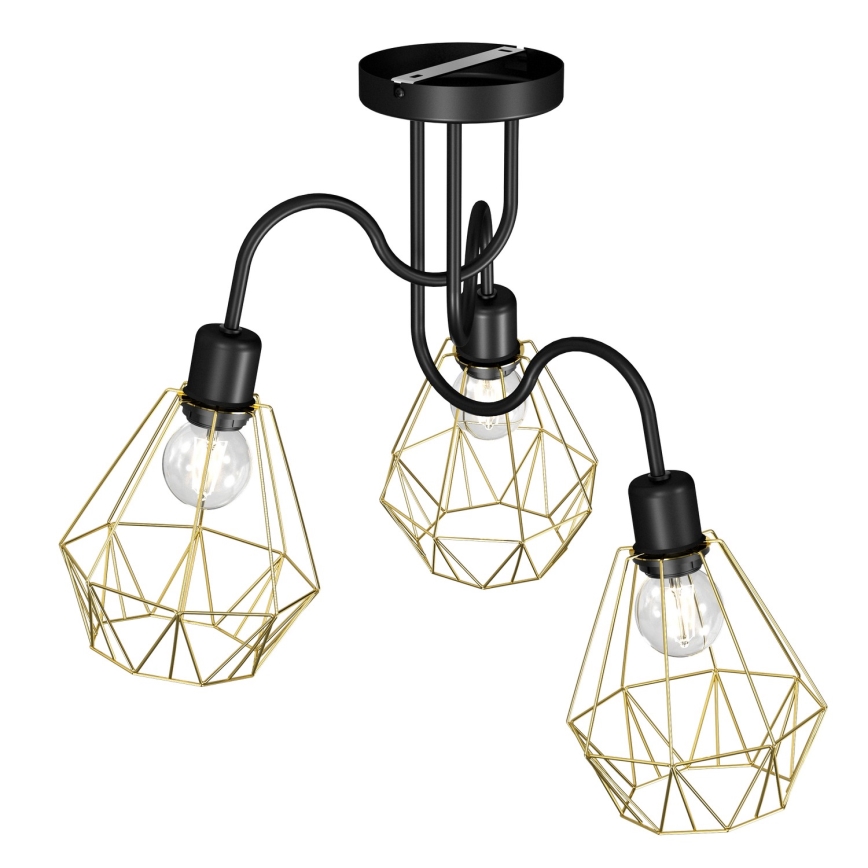 Surface-mounted żyrandol BERGEN 3xE27/60W/230V czarny/złoty