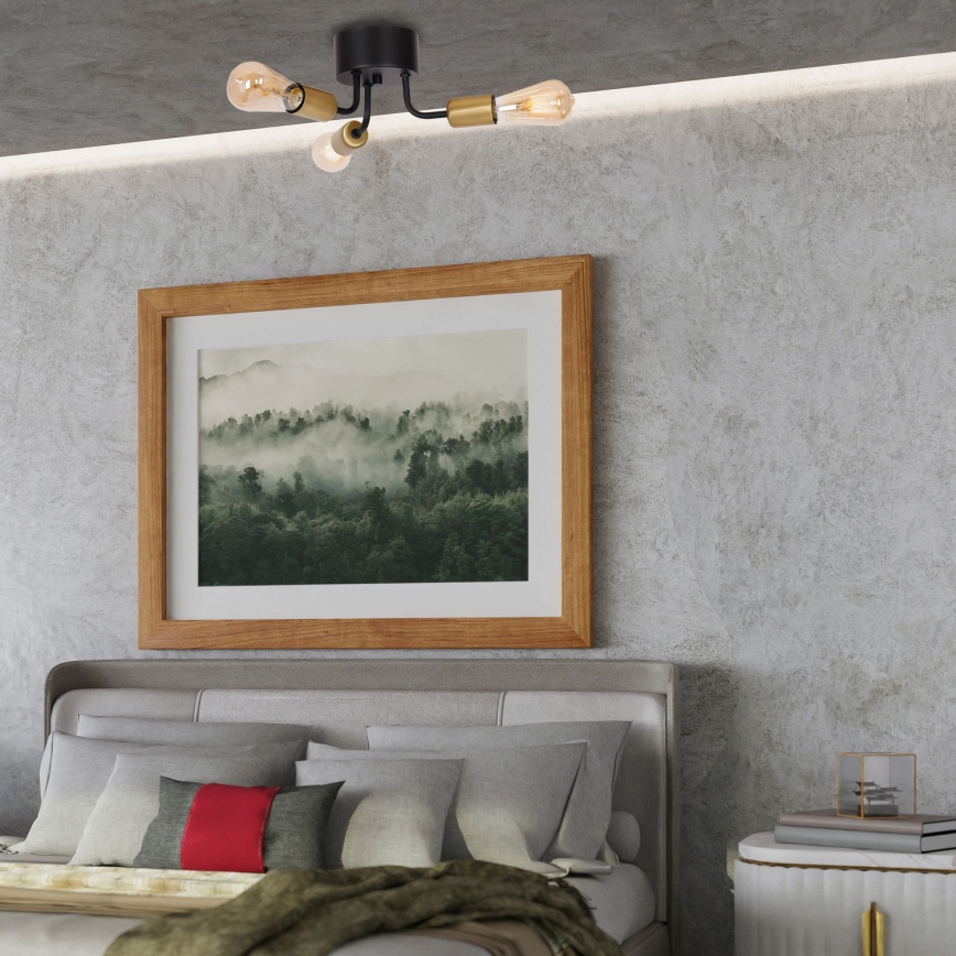Surface-mounted żyrandol BRENDA 3xE27/60W/230V czarny/złoty
