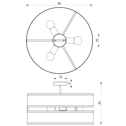 Surface-mounted żyrandol GLUM 3xE27/60W/230V czarny