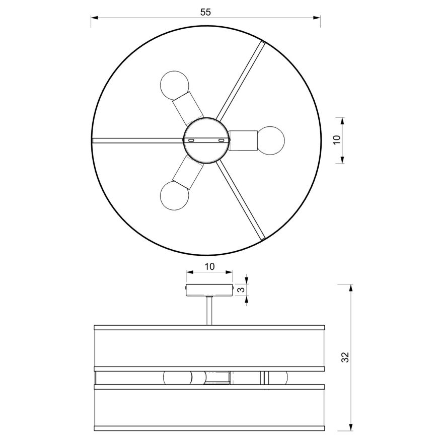 Surface-mounted żyrandol GLUM 3xE27/60W/230V czarny