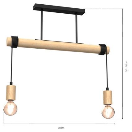 Surface-mounted żyrandol VIGA 2xE27/60W/230V drewno