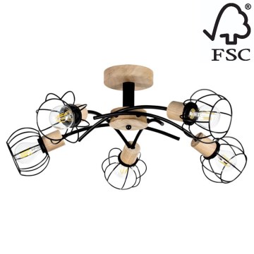 Surface-mounted żyrandol VIVIANE 5xE27/60W/230V dąb