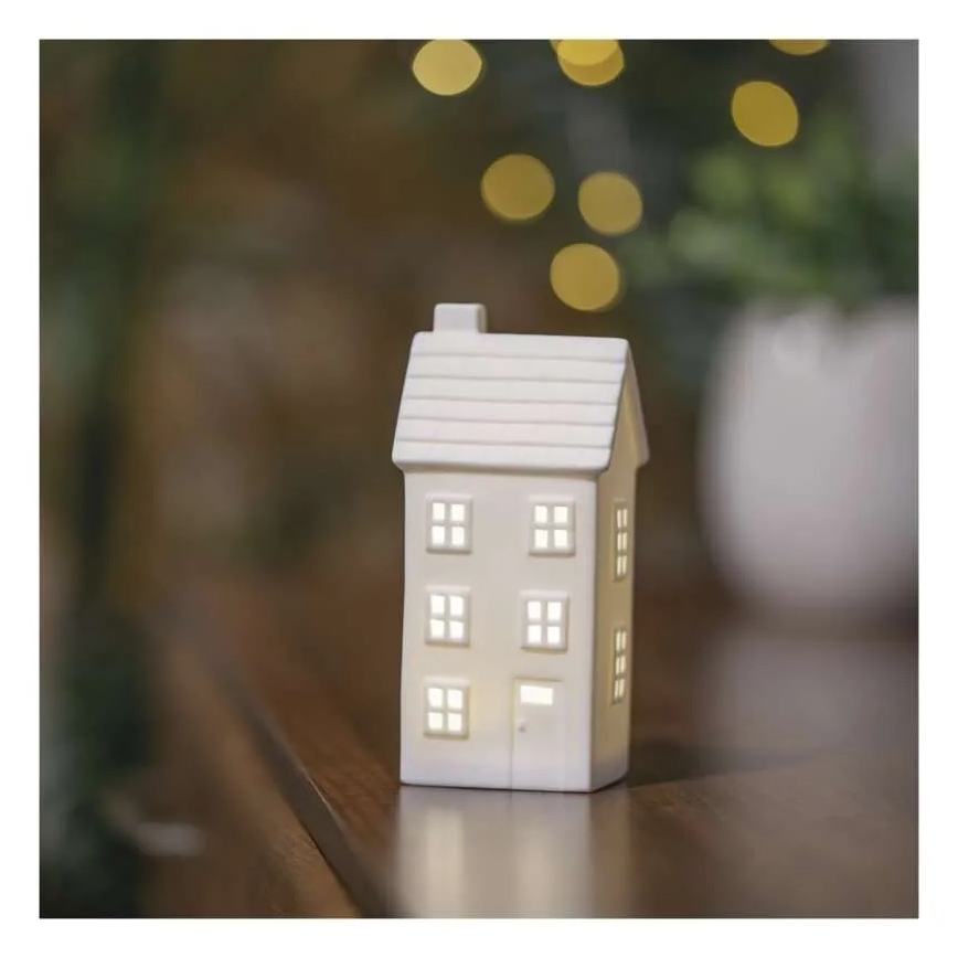 Świąteczna dekoracja LED – domek, zasilana baterią CR2032