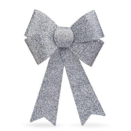 Świąteczna dekoracja LED RGB 11xLED/3xLR44 40x30 cm srebrna kokarda