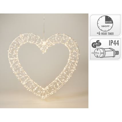 Świąteczna dekoracja zewnętrzna LED 720xLED/6W/230V 46 cm IP44 ciepłe białe światło serce/biała