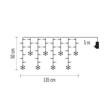 Świąteczna kurtyna LED 60xLED/1,35W 635x50 cm zimna biel