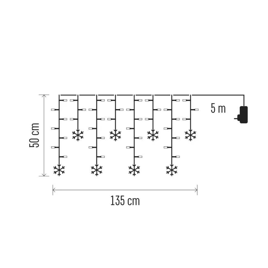 Świąteczna kurtyna LED 60xLED/1,35W 635x50 cm zimna biel