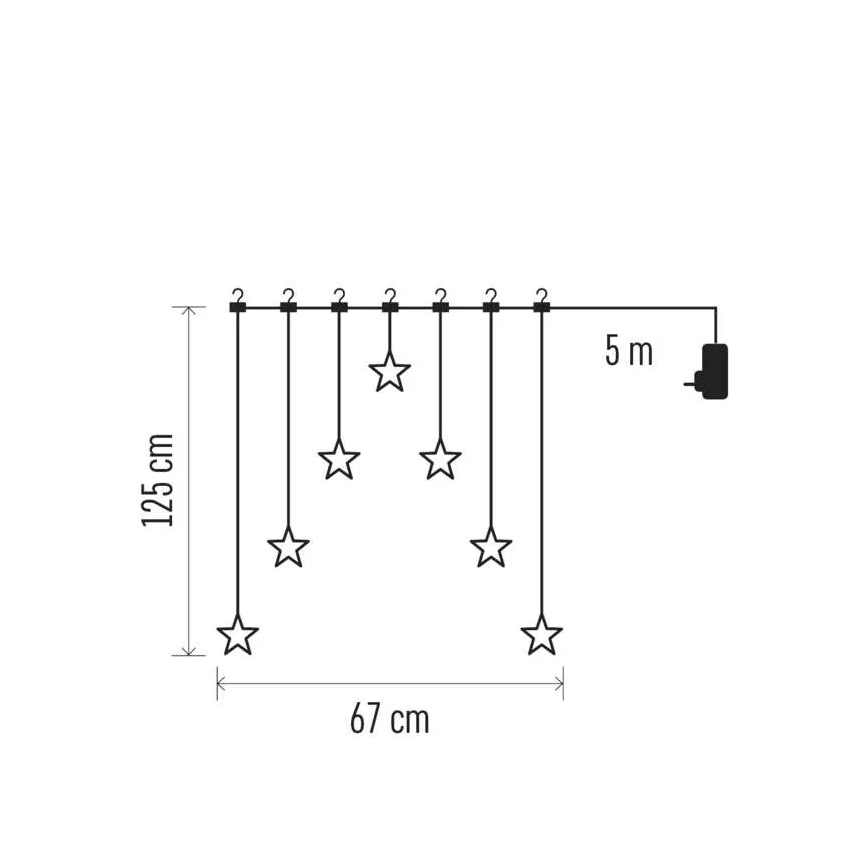 Świąteczna kurtyna LED, 70 diod LED/3,6 W, 567 x 125 cm, ciepła biała