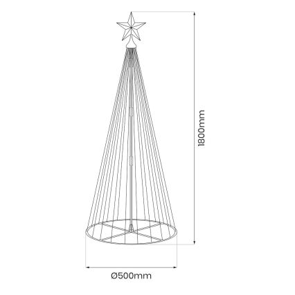 LED RGBW ściemnialna zewnętrzna dekoracja świąteczna LED/4W/230V 180 cm IP44 choinka + pilot zdalnego sterowania