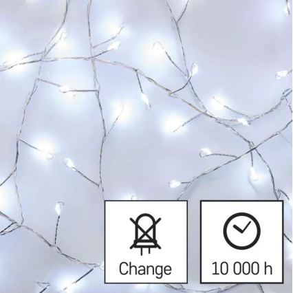 Świąteczny łańcuch LED 100xLED/3xAA, 2,7 m, zimna biała
