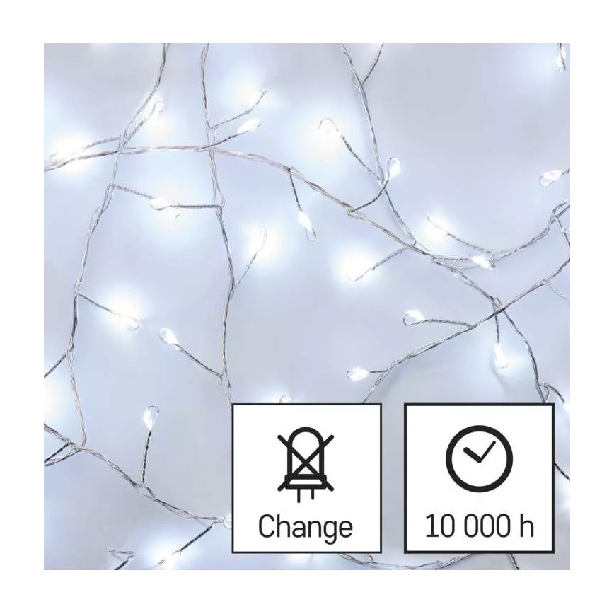 Świąteczny łańcuch LED 100xLED/3xAA, 2,7 m, zimna biała