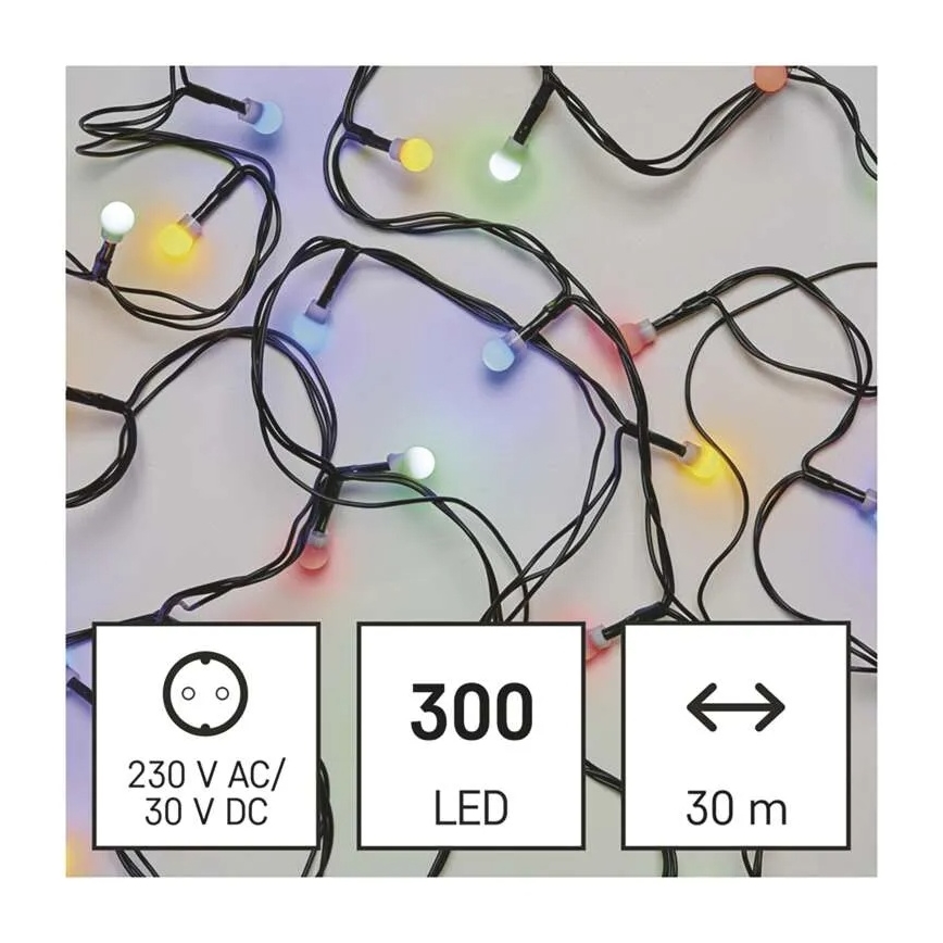 Świąteczny łańcuch LED 300 diod/8 funkcji 35m IP44 ciepła biel