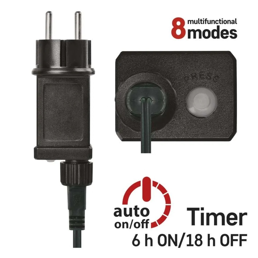 Świąteczny łańcuch LED, 300 diod LED, 230 V, 8 funkcji, 35 m, IP44, ciepła biel