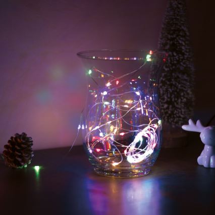 Świąteczny łańcuch LED 50xLED/3xAA 5m wielokolorowy