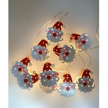 Świąteczny zewnętrzny łańcuch LED 10xLED/2xAA 1,65 m IP44 ciepła biel santa