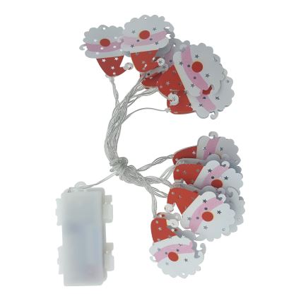 Świąteczny zewnętrzny łańcuch LED 10xLED/2xAA 1,65 m IP44 ciepła biel santa