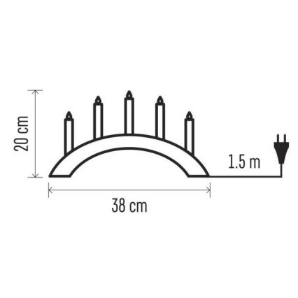 Świeca bożonarodzeniowa 5xE10/15W/230V biała