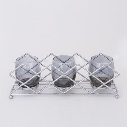 Świecznik 33x10x11 cm, chrom błyszczący