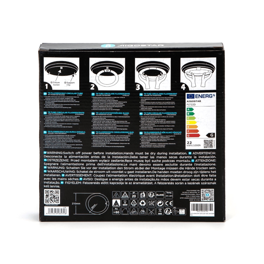 Świetlówka T9 G10Q/22W/230V 6500K - Aigostar