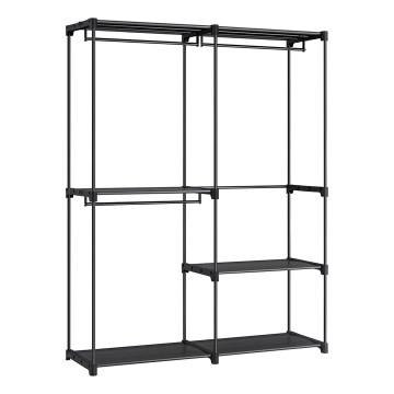 Szafa do przechowywania z półkami i drążkiem na ubrania MATIS 138x182 cm czarna