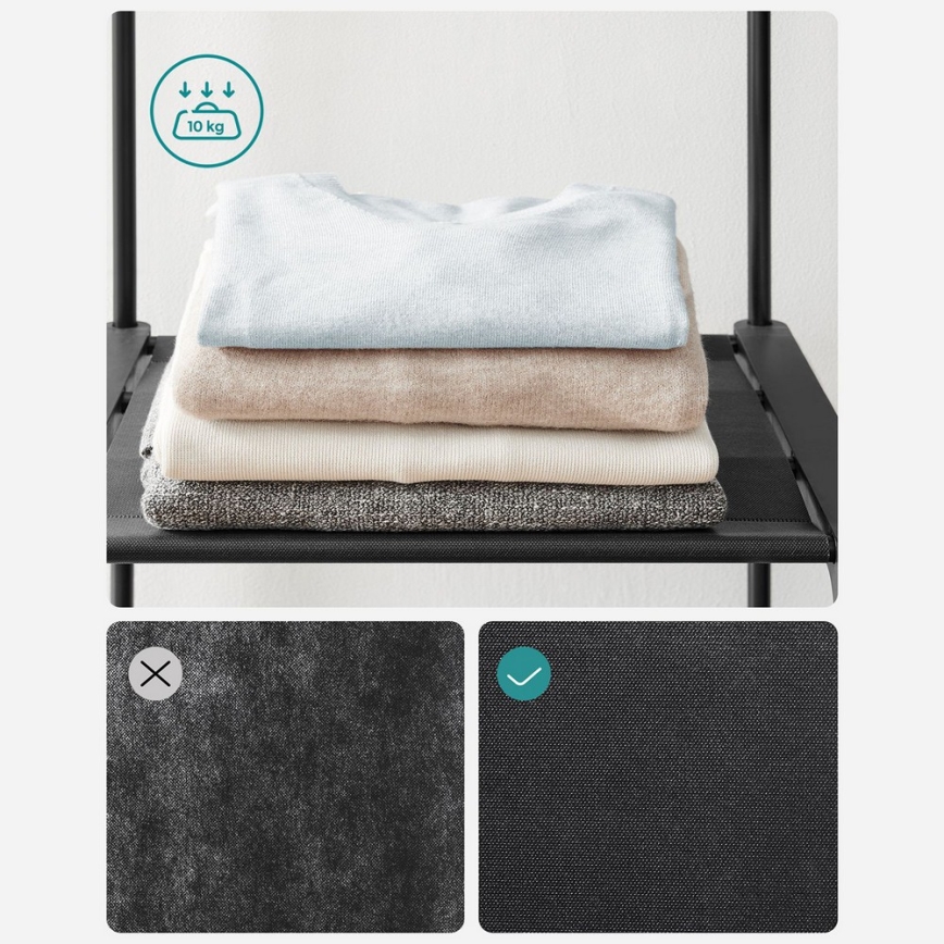 Szafa do przechowywania z półkami i drążkiem na ubrania MATIS 138x182 cm czarna