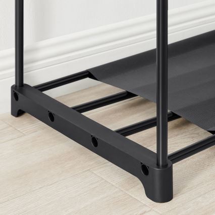 Szafa do przechowywania z półkami i drążkiem na ubrania MATIS 138x182 cm czarna