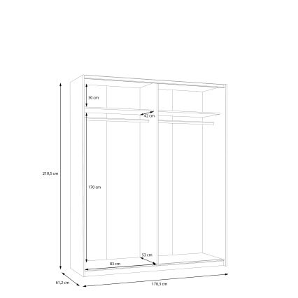 Szafa KARO 170x210 cm szara/zielona