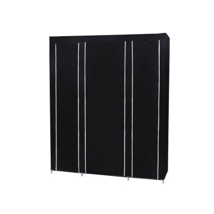 Szafa materiałowa z półkami i drążkiem na ubrania MATIS 150x175x45 cm czarna