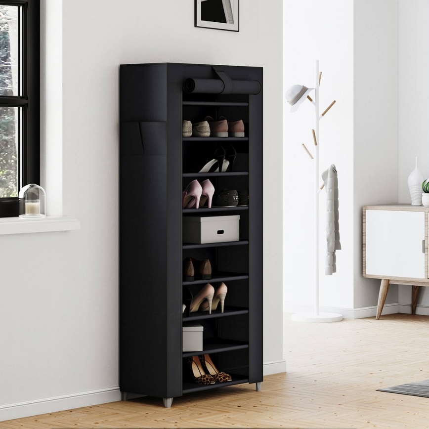 Szafa materiałowa z półkami MATIS 58x160 cm czarna