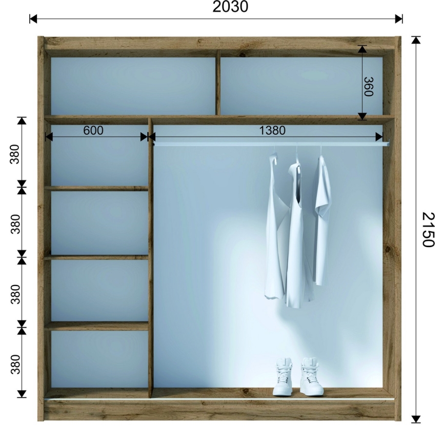 Szafa SABRINA 203x215 cm dąb woltan