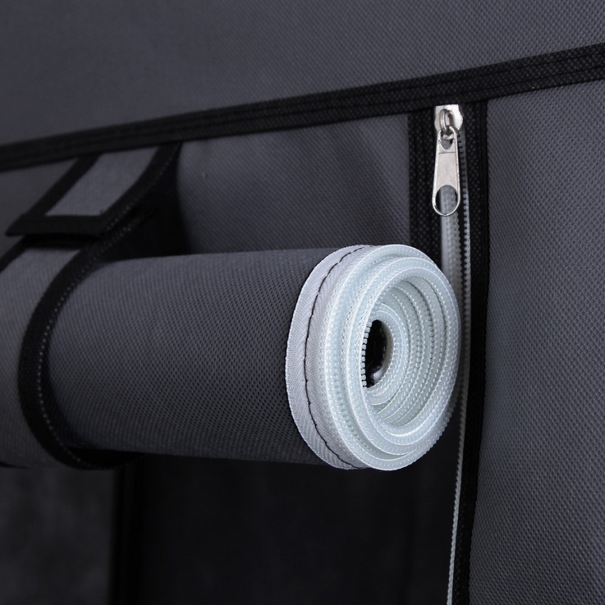 Szafa tekstylna z półkami i drążkiem na ubrania MATIS 110x175 cm szara