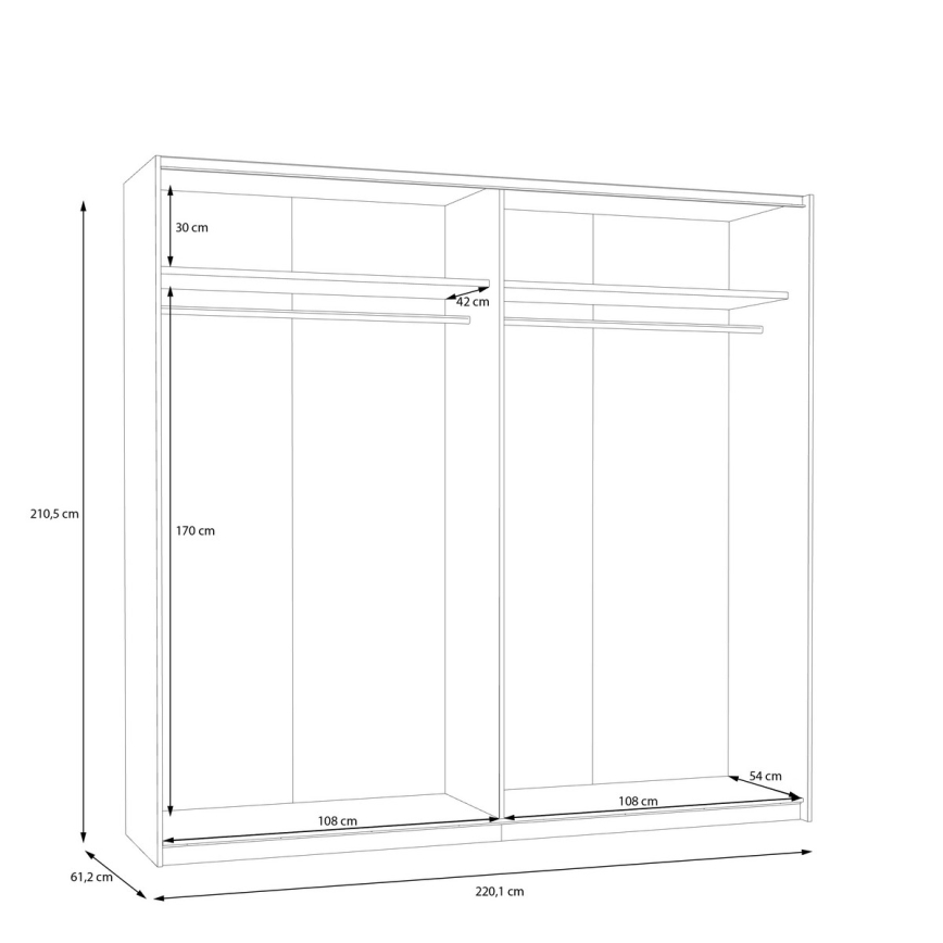 Szafa z lustrem KARO 220x210 cm biała