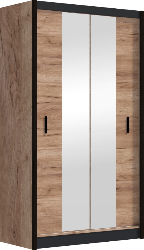 Szafa z lustrem MIRO 120x215 cm dąb craft/czarny