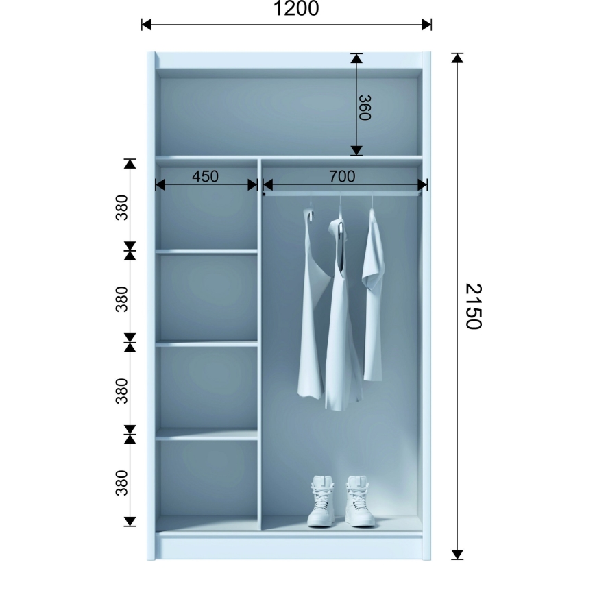 Szafa z lustrem MIRO 120x215 cm dąb craft/czarny